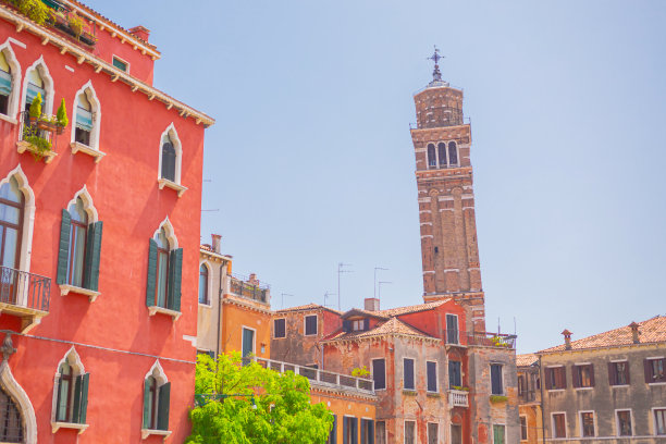 去威尼斯旅行。意大利。意大利城市建筑。运河。夏天图片下载