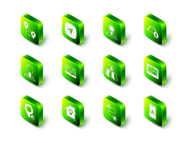 设置城市地图导航，折叠与位置标记，收费公路交通，Gps设备，路线和位置的房子图标。向量图片下载