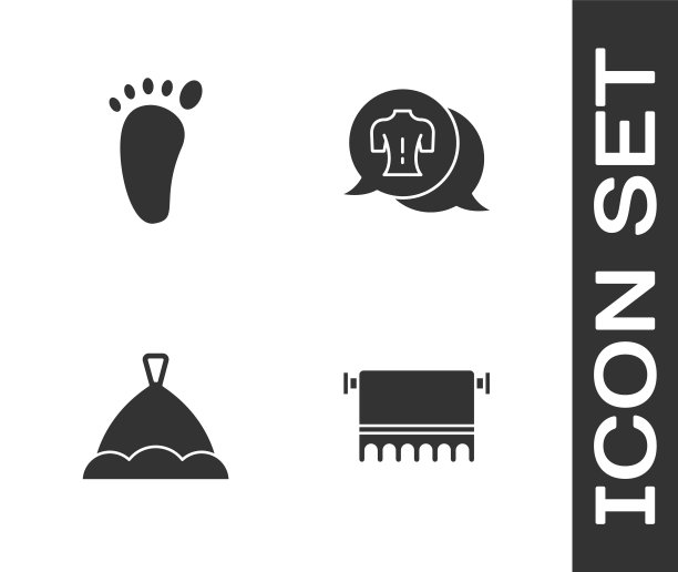 在衣架上设置毛巾，足部按摩，桑拿帽和按摩图标。向量图片下载