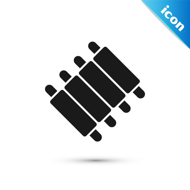 灰色烤猪肉烧烤排骨图标孤立的白色背景。向量图片下载