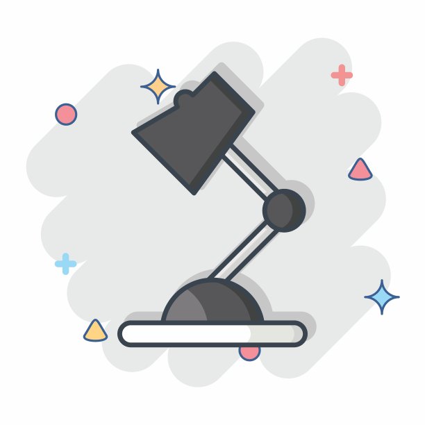 图标台灯。与装饰符号有关。漫画风格。简单的设计可编辑。简单的说明图片下载