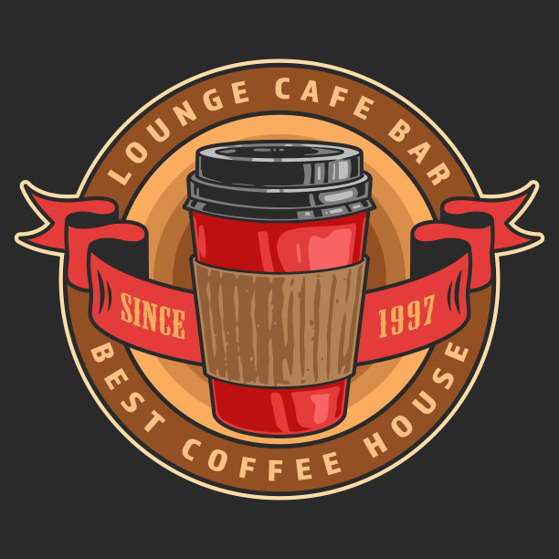 咖啡店五颜六色的复古标签图片下载