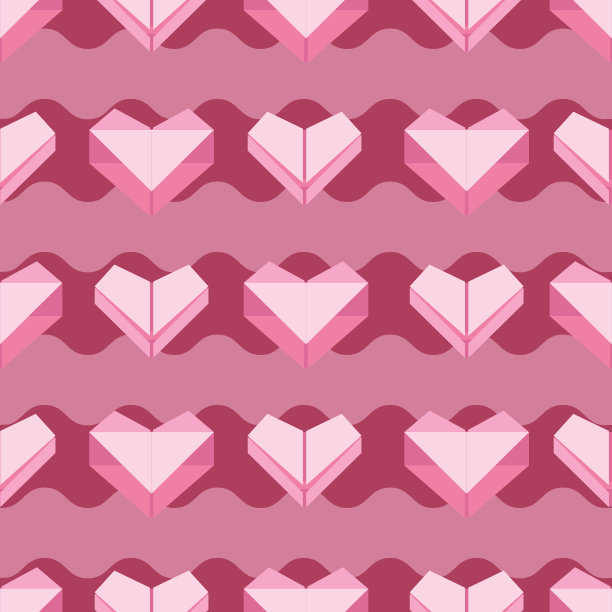 折纸心无缝表面图案设计图片下载