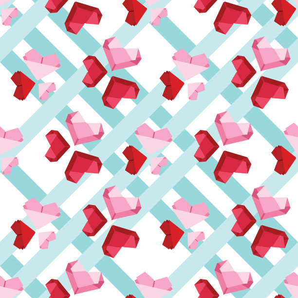 折纸心无缝表面图案设计图片下载