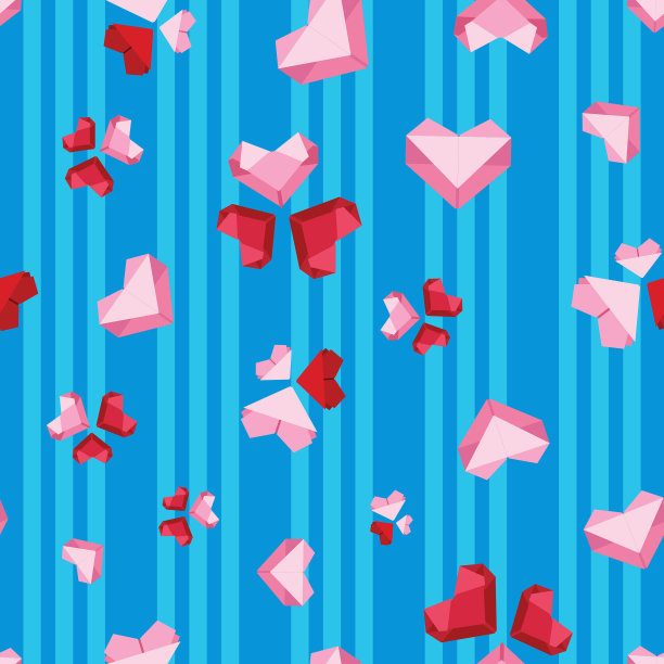 折纸心无缝表面图案设计图片下载