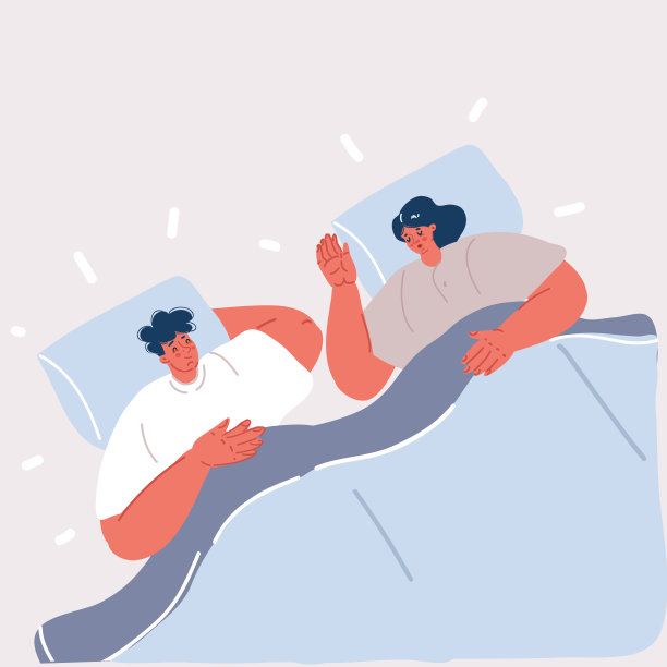 矢量插图夫妇在浴袍睡在床上图片下载