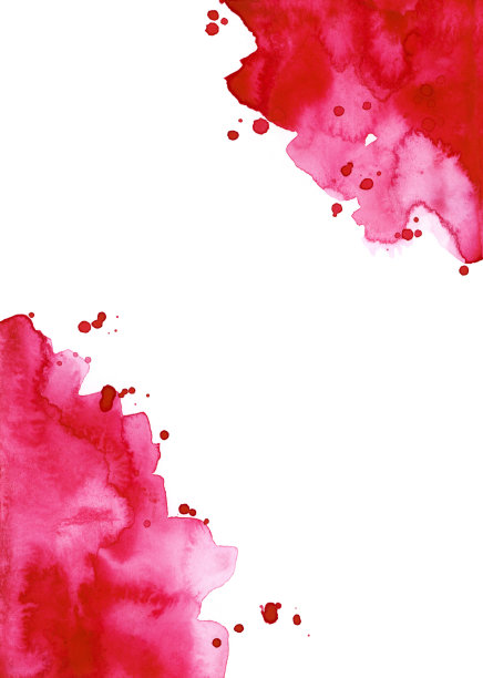 明亮的粉红色水彩飞溅孤立在白色的背景。手绘纹理图片下载