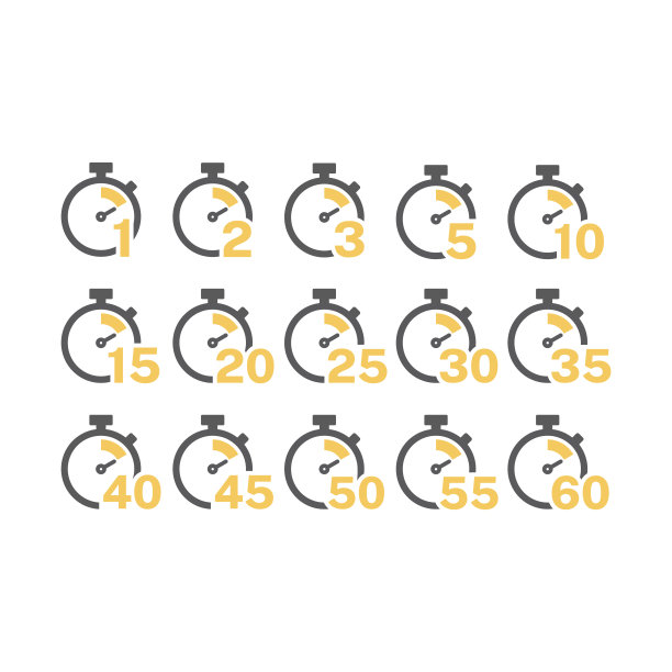 计时器或秒表与分钟数字图标集图片下载