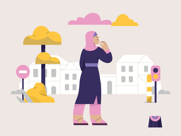 戴头巾的女人路过一个地方图片下载