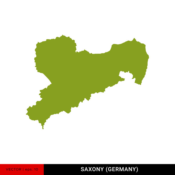 详细地图萨克森(萨克森)-德国矢量插图设计模板图片下载