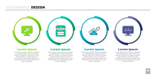 设置金条，古董宝箱，成长箭与黄金和24k。业务信息图表模板。向量图片下载