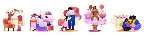 一组母亲和女儿图片下载