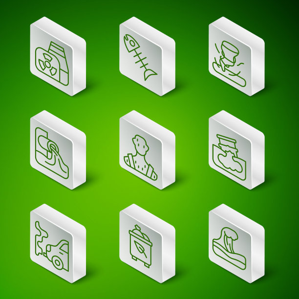 设置海啸，回收站，核电站，高温，废水，死鱼，汽车尾气，桶油泄漏图标。向量图片下载