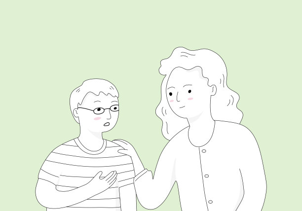 孩子和妈妈坐在一起聊天，谈话治疗的概念。手绘插图。图片下载