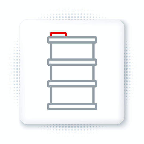 线桶油图标隔离在白色背景。色彩缤纷的轮廓概念。向量图片下载