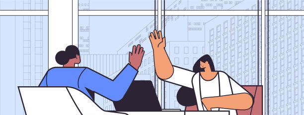 混血儿商务人士击掌成功的团队合作协议概念办公室内部图片下载