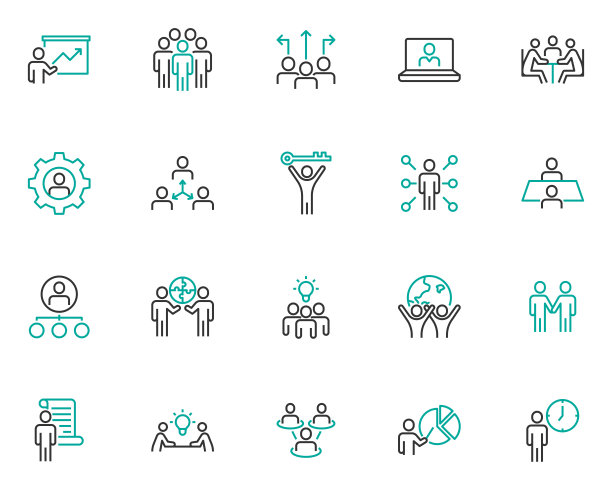 一组商务人士图标，团队合作，会议图片下载