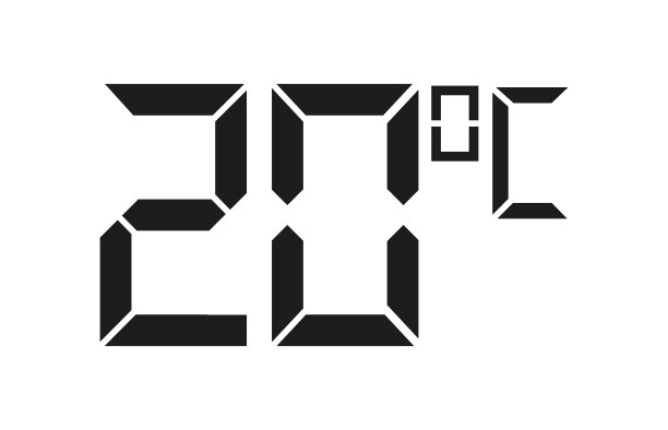 20摄氏度。温度计的指示，地板采暖控制器图片下载