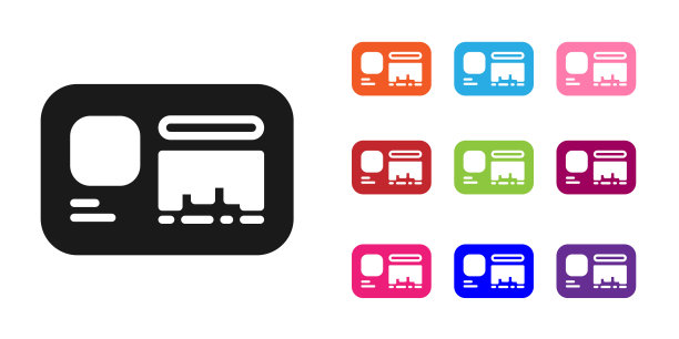 黑色识别徽章图标隔离在白色背景。它可以用于展示，公司的身份，广告。设置图标彩色。向量图片下载