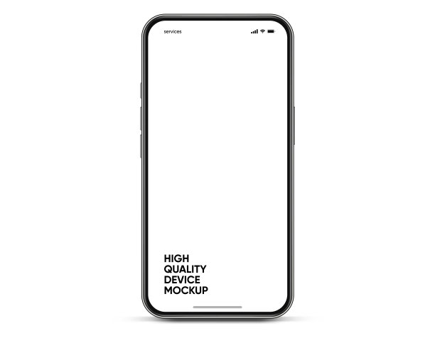 3D逼真的高质量智能手机模型与孤立的背景。智能手机模型收集。设备前视图。3D手机与阴影在白色背景。图片下载