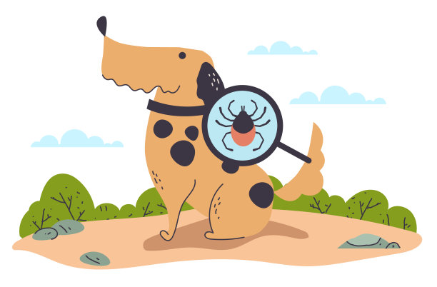 动物宠物狗猫蜱攻击季节概念。矢量图形设计元素插图图片下载