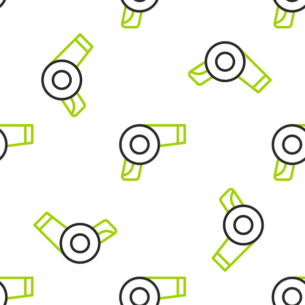 线吹风机图标隔离无缝图案在白色背景。吹风机的迹象。吹头发的标志。吹热空气。向量图片下载