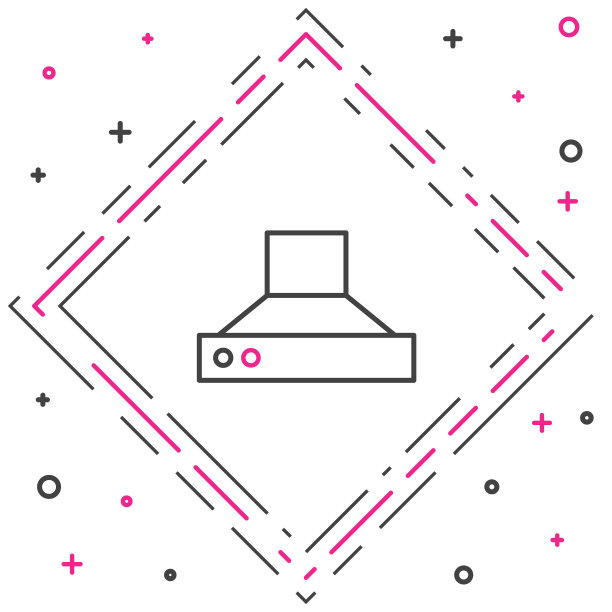 线厨房提取风扇图标隔离在白色背景。炊具罩。厨房排气。家用电器。色彩缤纷的轮廓概念。向量图片下载