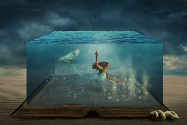 美人鱼的故事书在超现实的海底幻想想象中栩栩如生图片下载