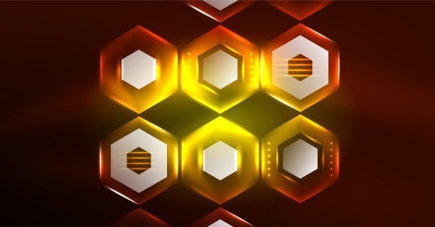 霓虹六边形背景高科技设计图片下载