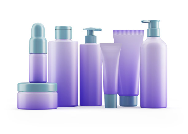 化妆品包装集，洗发水，瓶子，面霜，管，罐隔离在白色背景图片下载