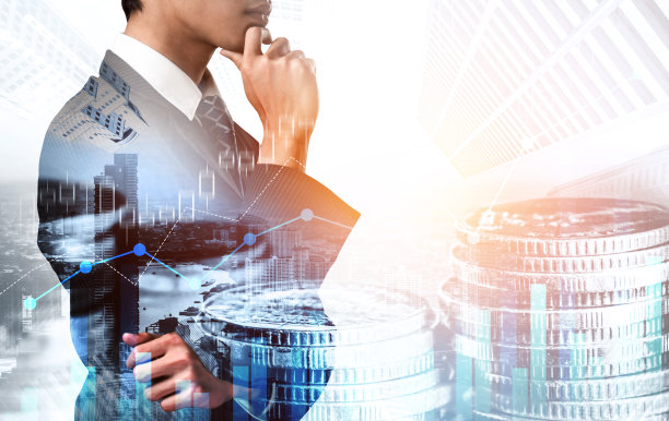 商人与数字金融业务图表的感知技术图片下载