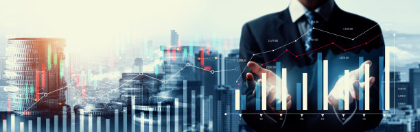 商人与数字金融业务图表的感知技术图片下载