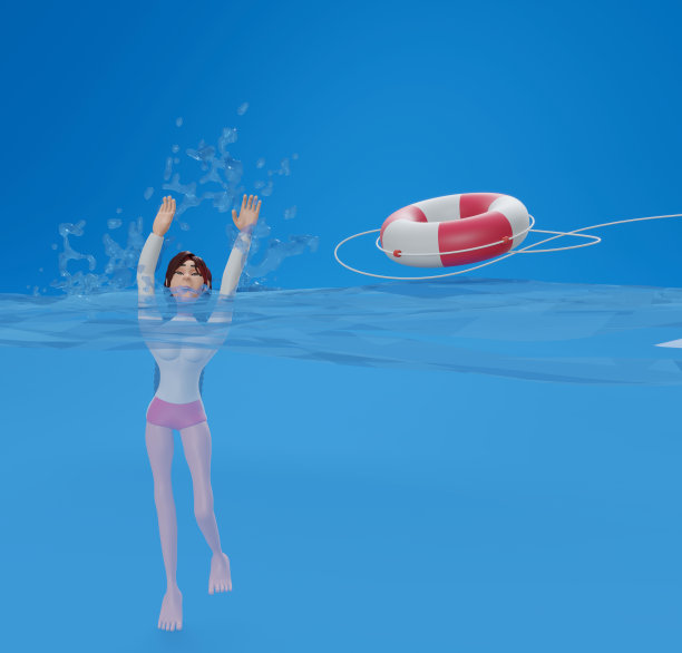 在水中拯救生命。给溺水妇女一个救生圈图片下载