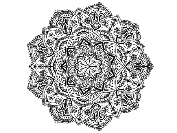 曼陀罗设计着色书冥想放松和指甲花纹身。装饰性的印度教或印度风格。冥想图案绘制。图片下载