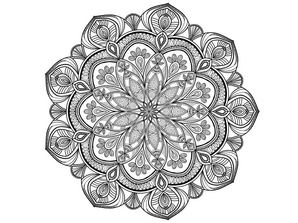 曼陀罗设计着色书冥想放松和指甲花纹身。装饰性的印度教或印度风格。冥想图案绘制。图片下载