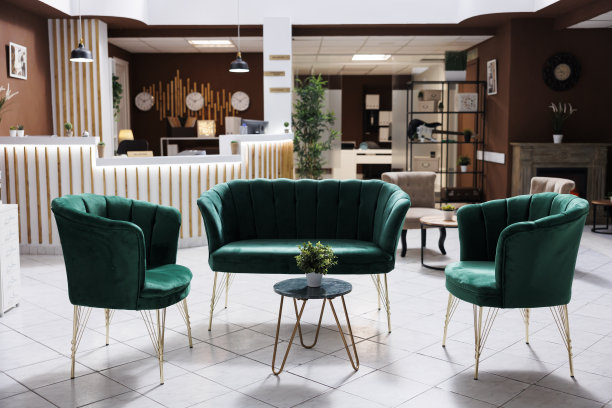 空荡荡的酒店大堂铺着大理石地板图片下载