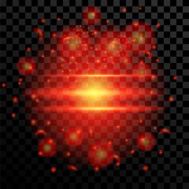 矢量模糊火在黑暗背景。卡通火焰。篝火爆裂。炽热的红色火花。危险易爆标志图片下载