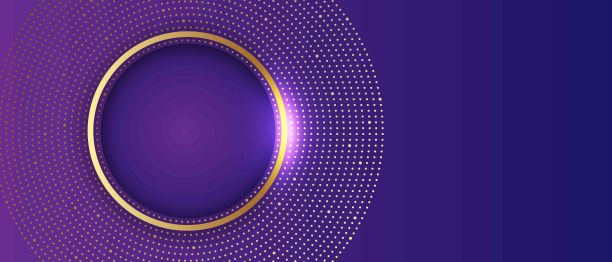 一套金色的丝带在紫色的背景图片下载