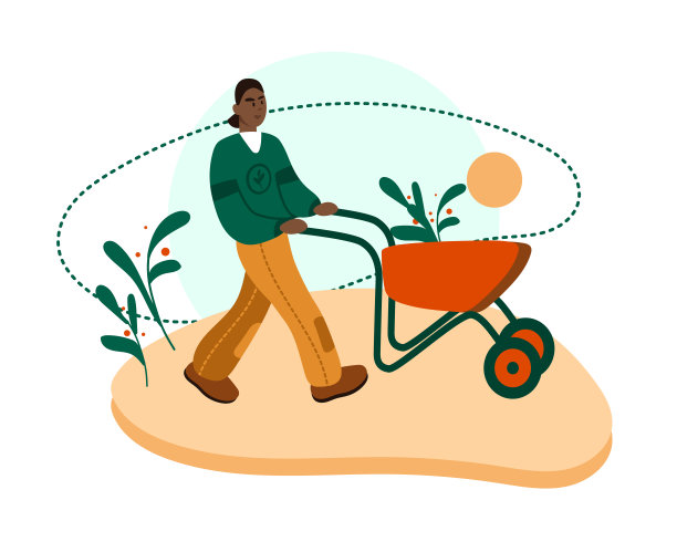 非洲人穿着制服，扛着独轮车，爱护环境图片下载