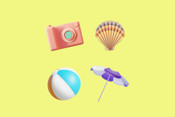 夏季旅游概念元素集。向量图片下载