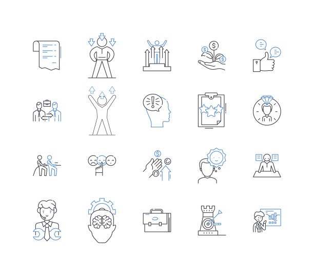 辛迪加进度线图标收集。成长，进步，扩展，发展，进化，改进，继承矢量和线性插图。向上，运动，繁荣的轮廓标志设置图片下载