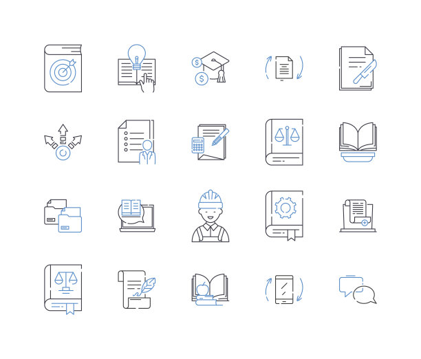 网络教室线图标集合。远程，协作，在线，学习，互动，交流，虚拟矢量和线性插图。辅导、教育、网络研讨会提纲标牌设置图片下载