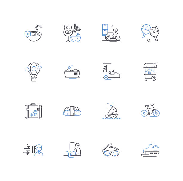 亚洲美食线图标收集。点心，拉面，寿司，馄饨，泰式炒粉，烤鸡肉，饺子矢量和线性插图。包、泡菜、咖喱的轮廓标志设置图片下载