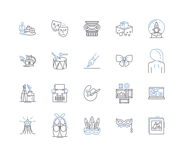 独特的创作线图标集合。创新，原创性，创造力，艺术性，独创性，独特性，工艺矢量和线性插图。创造性，新颖性，古怪的轮廓标志设置图片下载