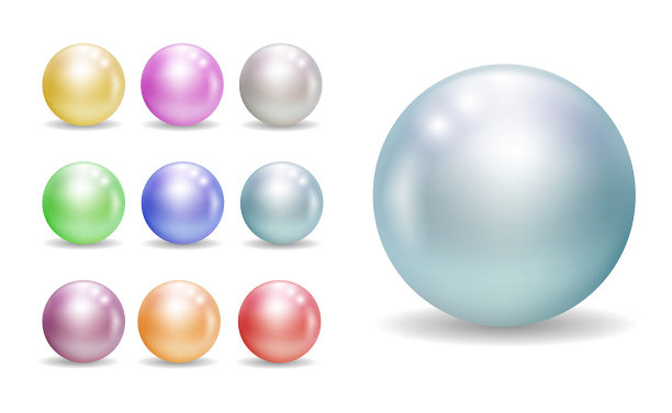 一套逼真的美丽贝壳与珍珠或开放的海贝壳与软体动物。每股收益向量图片下载