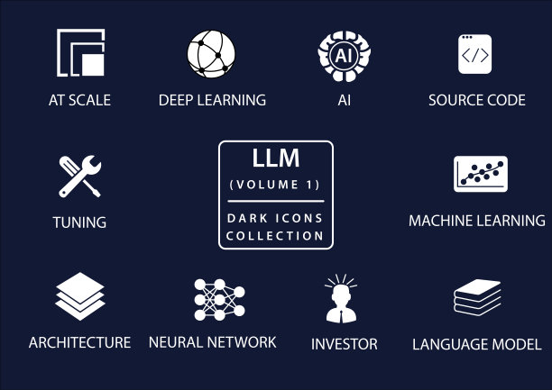 LLM大型语言模型矢量图标扁平设计（含暗黑模式）图片下载