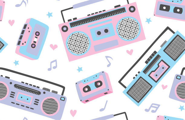 录音机、耳机和麦克风无缝模式。图片下载