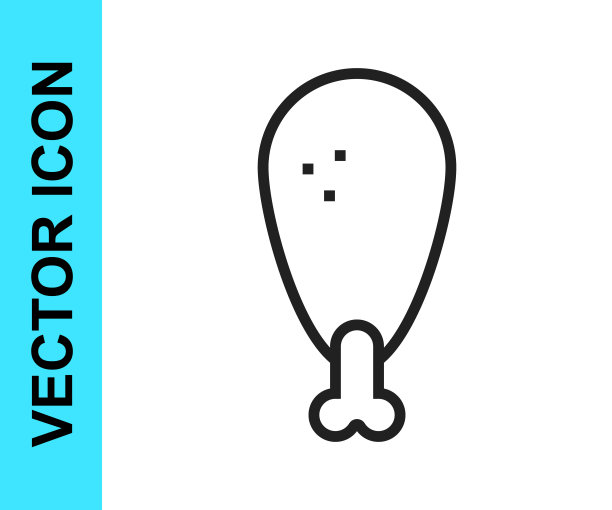 黑线鸡腿图标孤立在白色背景。鸡腿。向量图片下载