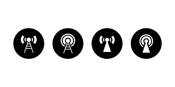 用于网页和应用程序设计的黑色天线现代图标，Wifi信号图图片下载