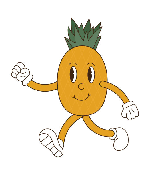 可爱的菠萝槽风格。夏季果实呈槽状图片下载